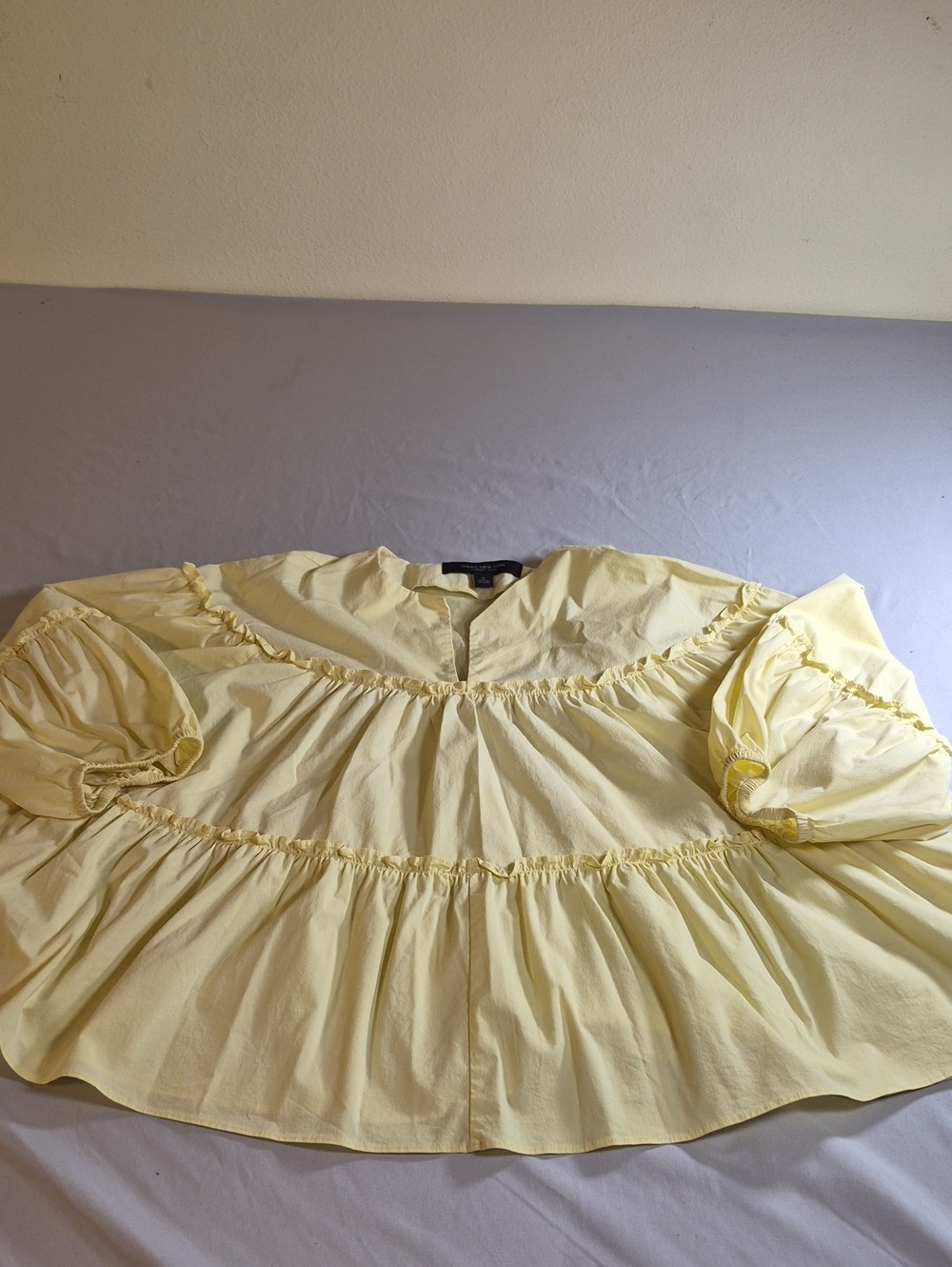 Marc New York Light Yellow Tiered Ruffle Peasant Top
